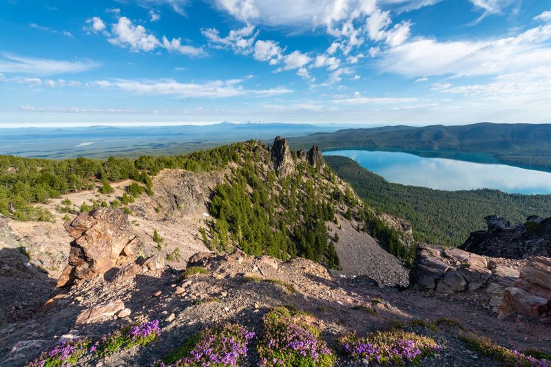 View from Paulina Peak over the Newberry caldera and the blue waters of Paulina Lake